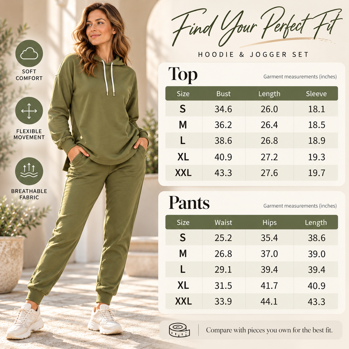 🤍 Women’s Two-Piece Curved-Hem Hoodie Set