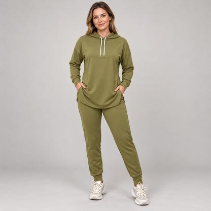 🤍 Women’s Two-Piece Curved-Hem Hoodie Set