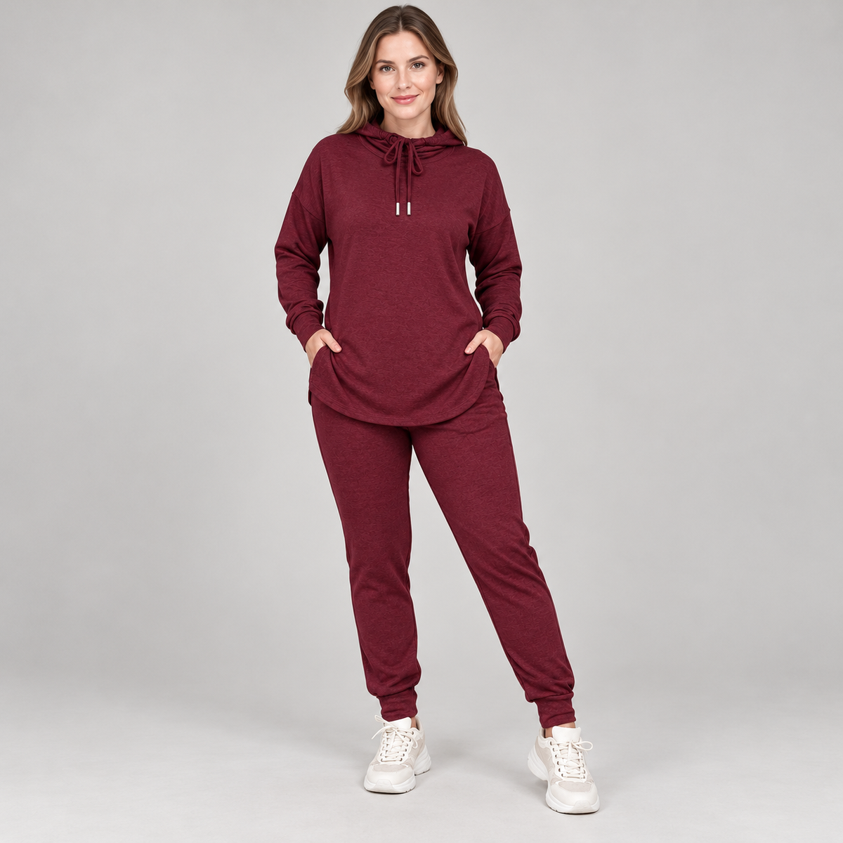 🤍 Women’s Two-Piece Curved-Hem Hoodie Set