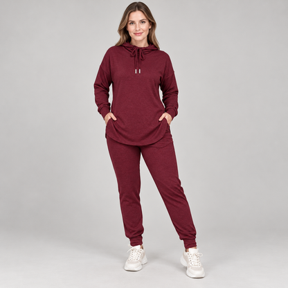 🤍 Women’s Two-Piece Curved-Hem Hoodie Set