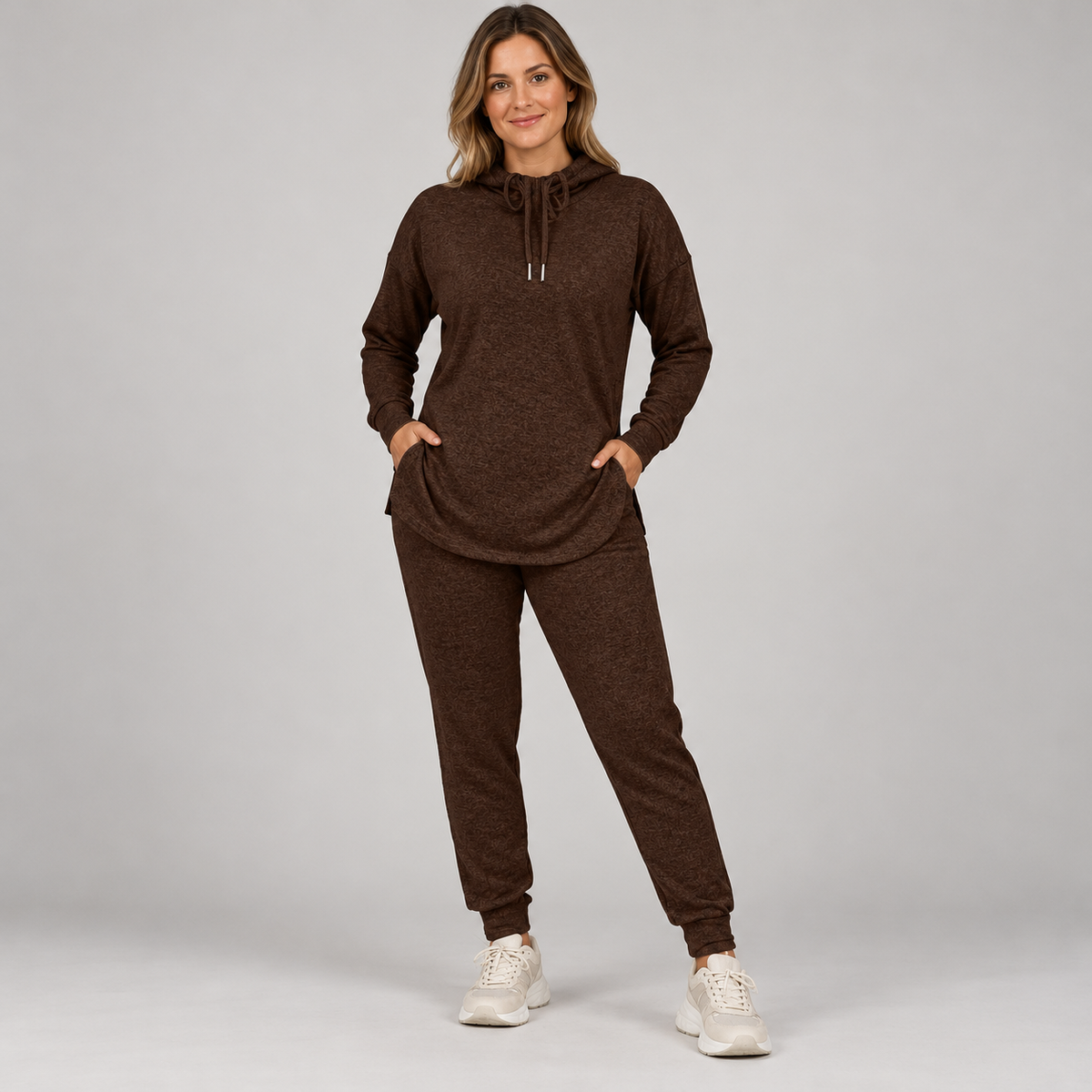 🤍 Women’s Two-Piece Curved-Hem Hoodie Set