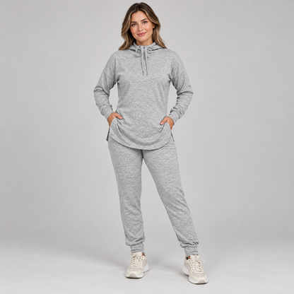 🤍 Women’s Two-Piece Curved-Hem Hoodie Set