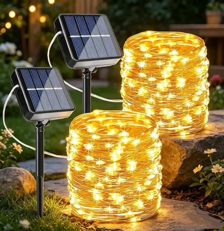 2-Pack Solar Fairy String Lights for Magical Outdoor Glow