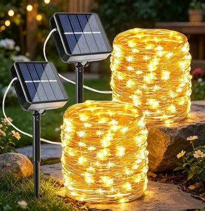 2-Pack Solar Fairy String Lights for Magical Outdoor Glow