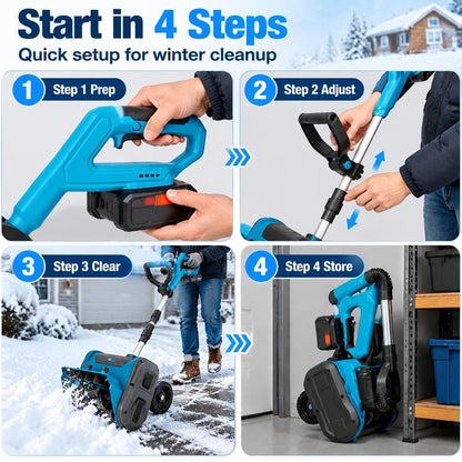 ❄️ 21V Cordless Electric Snow Shovel – Lightweight, Powerful & Easy Snow Removal | 60-Min Runtime