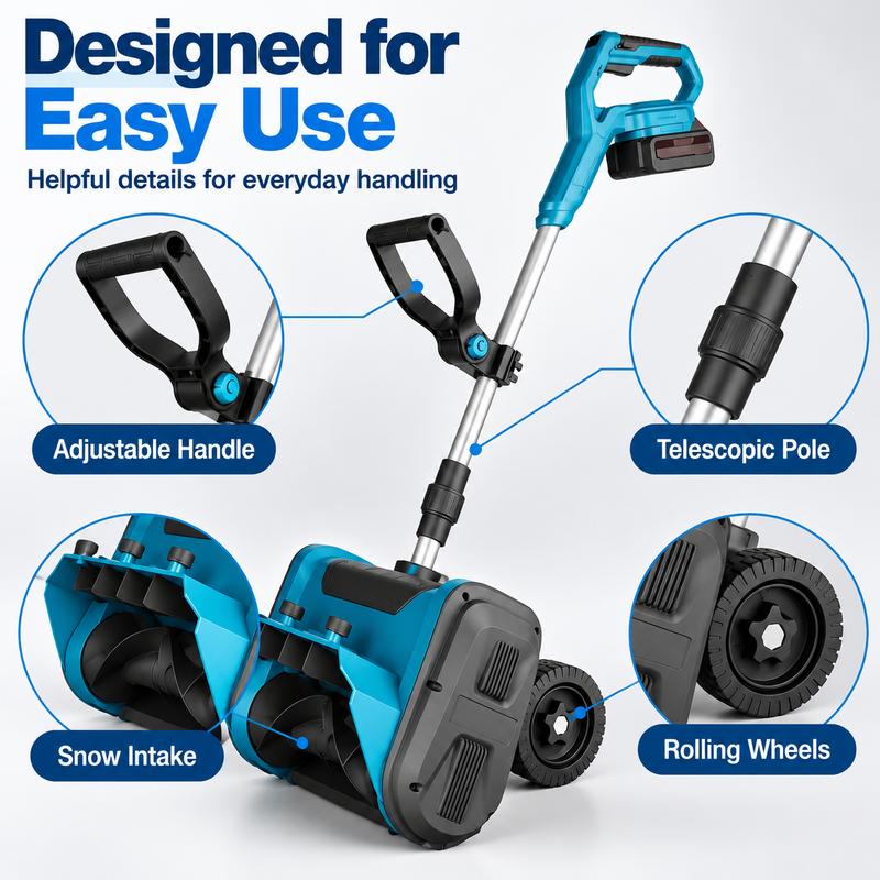 ❄️ 21V Cordless Electric Snow Shovel – Lightweight, Powerful & Easy Snow Removal | 60-Min Runtime