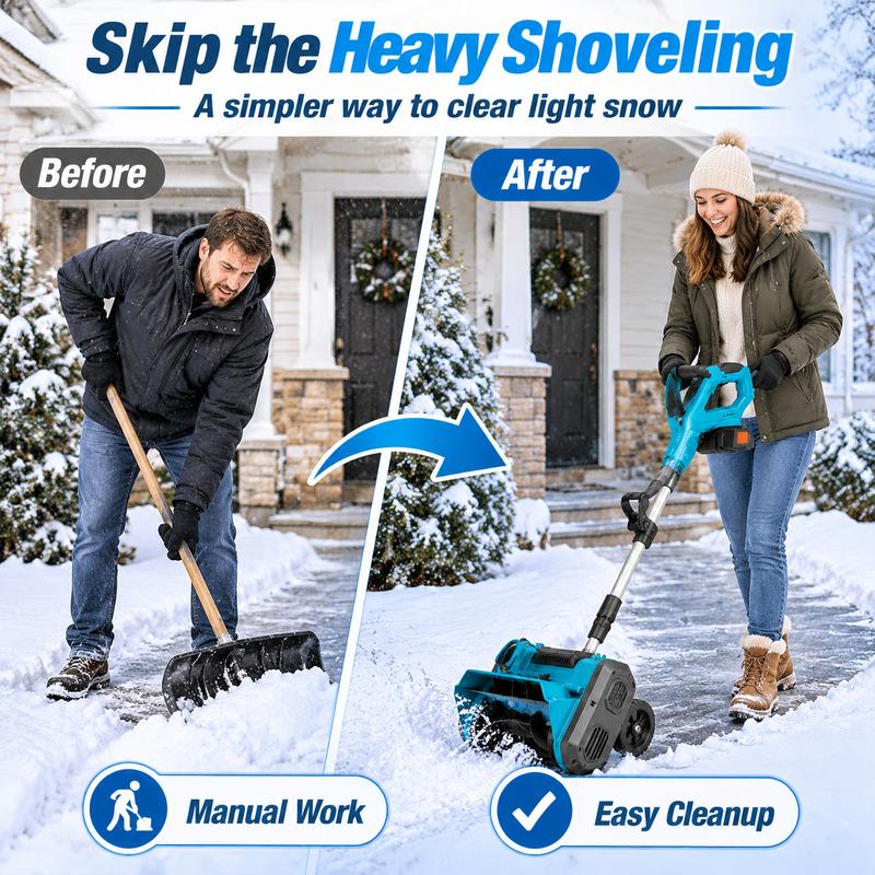 ❄️ 21V Cordless Electric Snow Shovel – Lightweight, Powerful & Easy Snow Removal | 60-Min Runtime