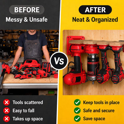 🔩Heavy-Duty ABS Drill Tool Holder – Wall Mount Rack for 20V/12V Drills & Batteries, Garage & Workshop Organizer