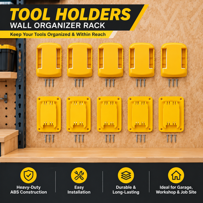 🔩Heavy-Duty ABS Drill Tool Holder – Wall Mount Rack for 20V/12V Drills & Batteries, Garage & Workshop Organizer