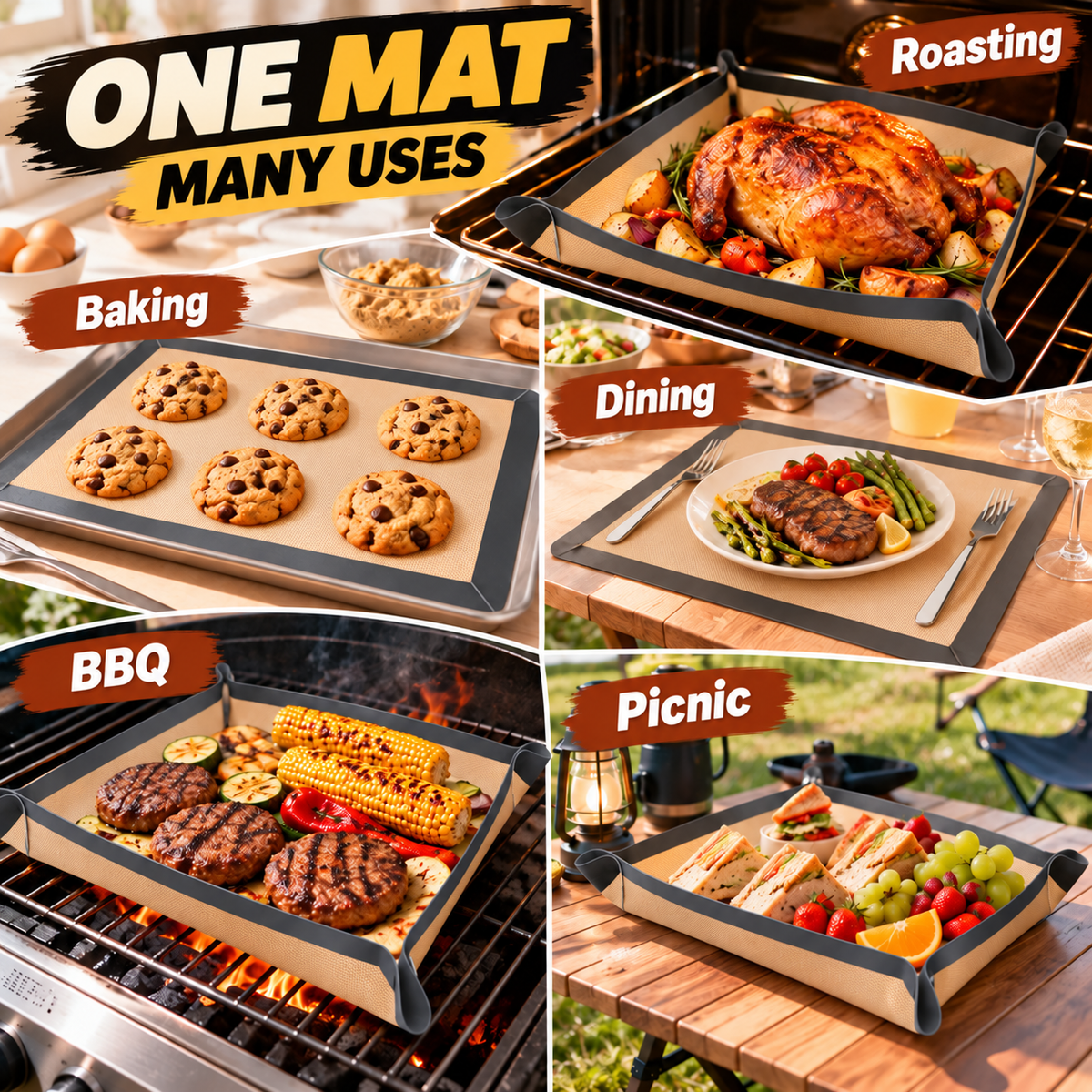 🔥 Reusable Non-Stick Silicone Baking Mat – Bake More, Clean Less! ✨