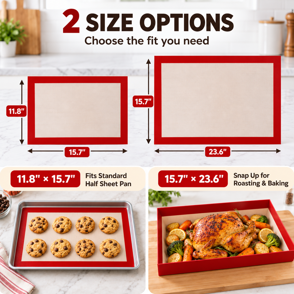 🔥 Reusable Non-Stick Silicone Baking Mat – Bake More, Clean Less! ✨