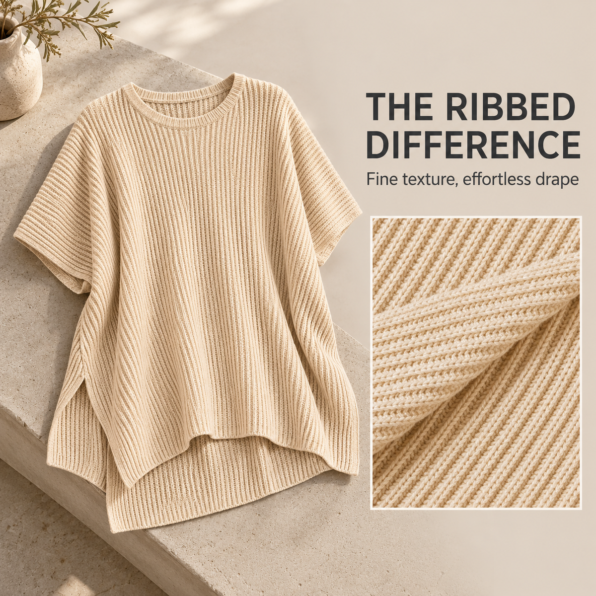 Women’s Ribbed Knit Batwing Top