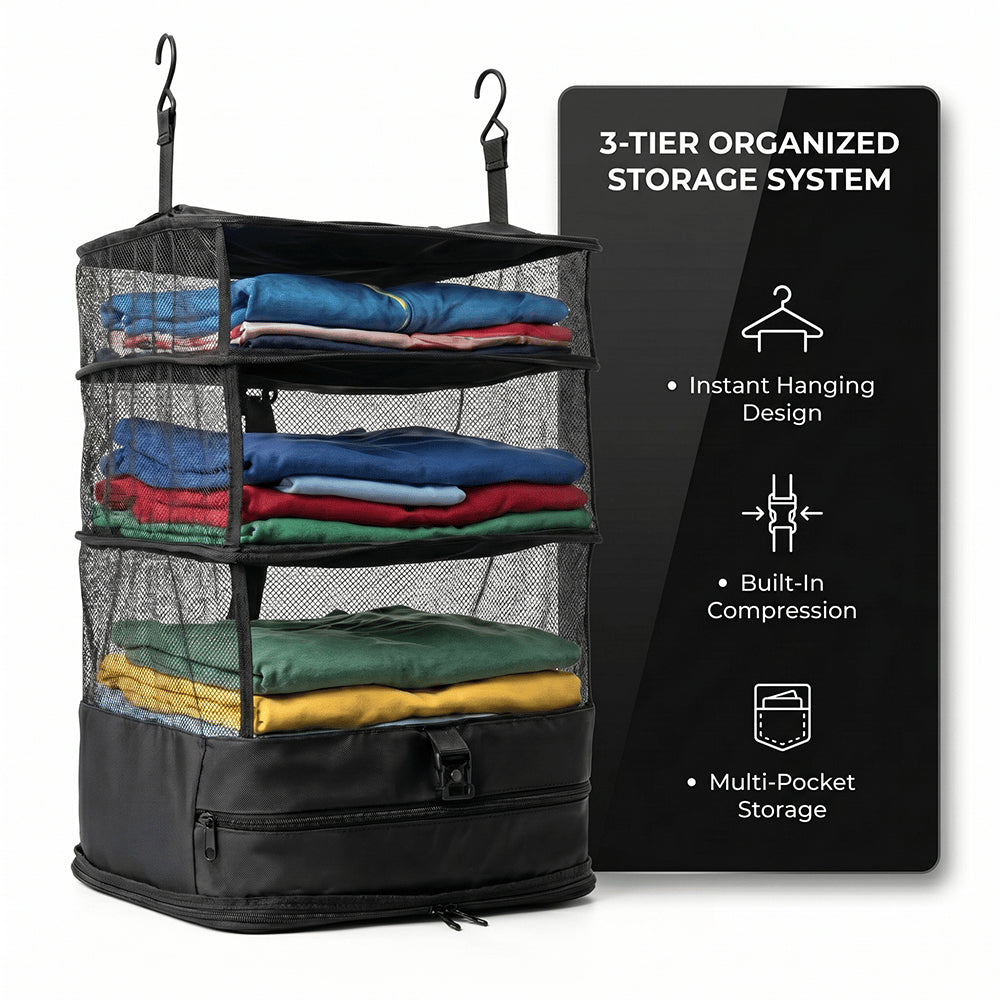 🧳 Travel Hanging Closet Organizer Bag with Hooks & Compression Straps