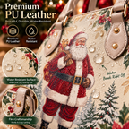 Christmas-Themed Holiday Handbag - Large Capacity, Made of Leather