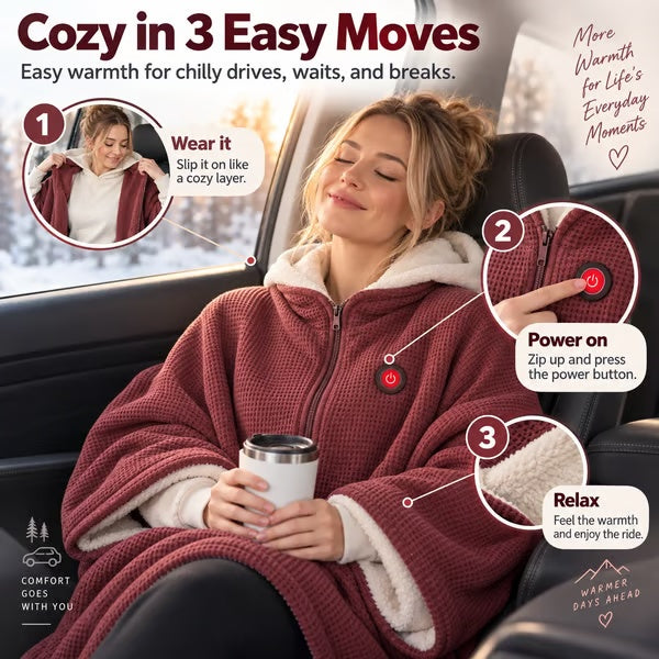 ❄️ Wearable Heated Blanket Poncho – USB Powered Hands-Free Cozy Warmth 🔋