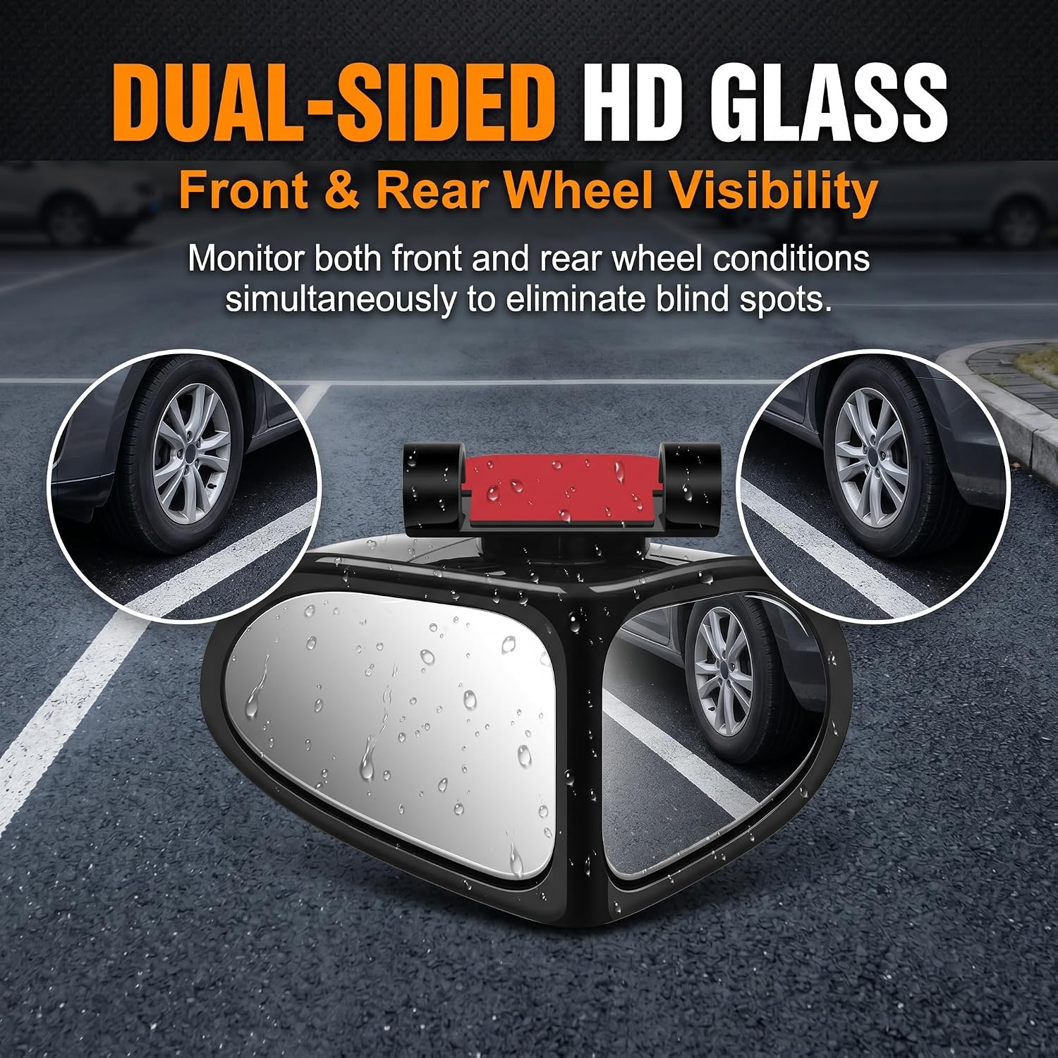 2 PCS 360° Rotating Dual-Lens Rearview Assist Blind Spot Mirror