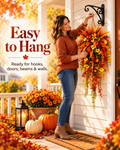 🍂 UV-Resistant Faux Boston Fern Hanging Plant – Cozy Fall & Winter Outdoor Decor