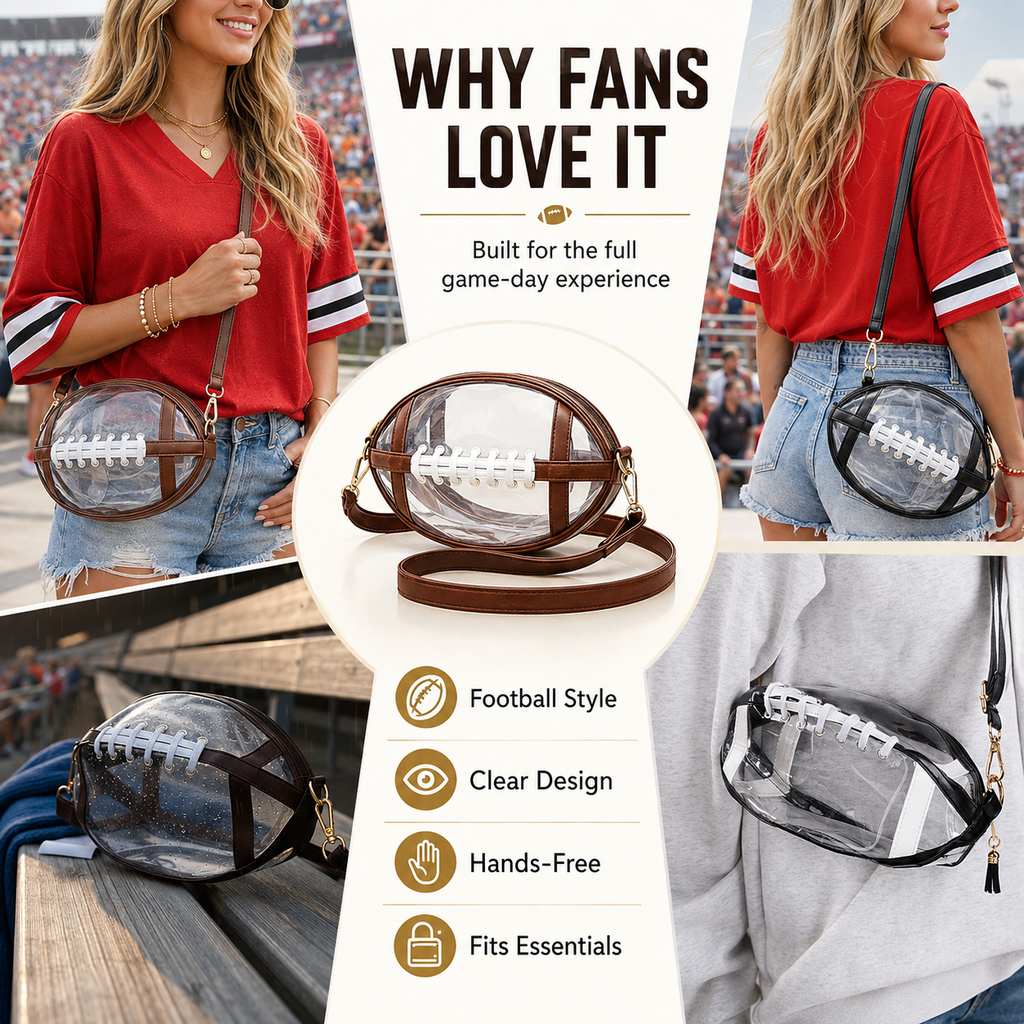 Football-Shaped Clear Crossbody Bag