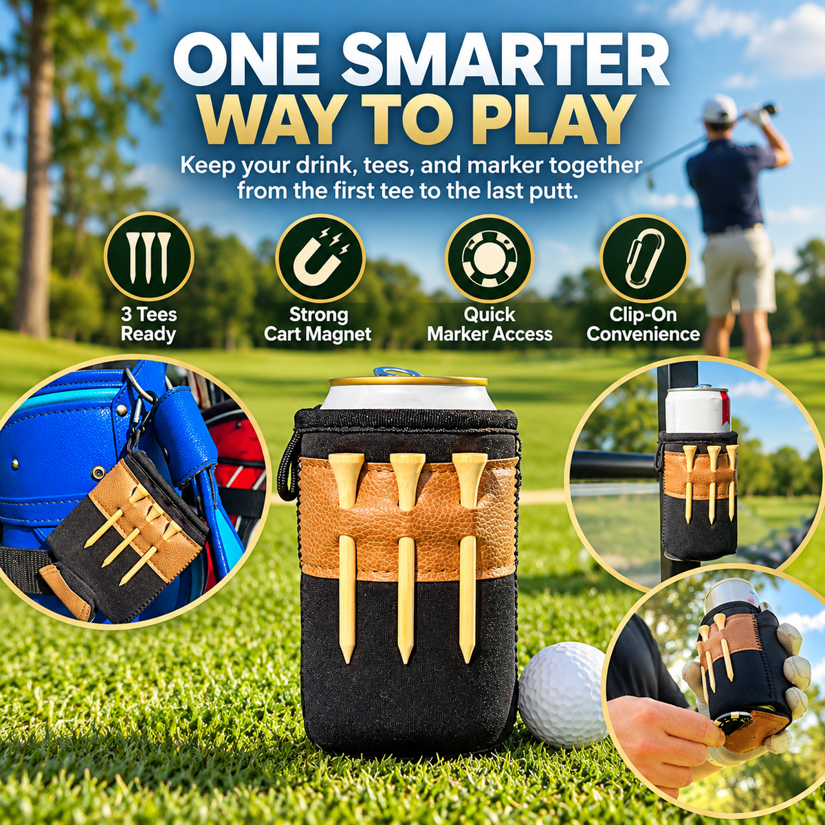 Magnetic Golf Cart Caddie – Keep Drinks, Tees & Markers Ready