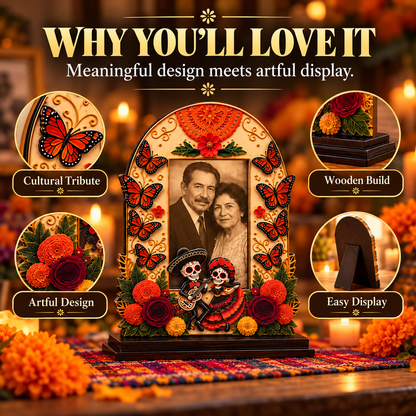Wooden Day of the Dead Memorial Picture Frame