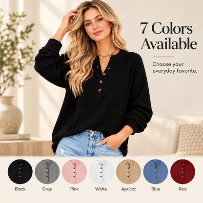 Women's Everyday Ribbed Henley Top