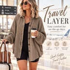 Women's Relaxed Waffle Knit Shacket