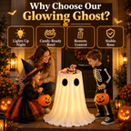 Glowing Ghost Candy Holder Lights Up Trick-or-Treat Night