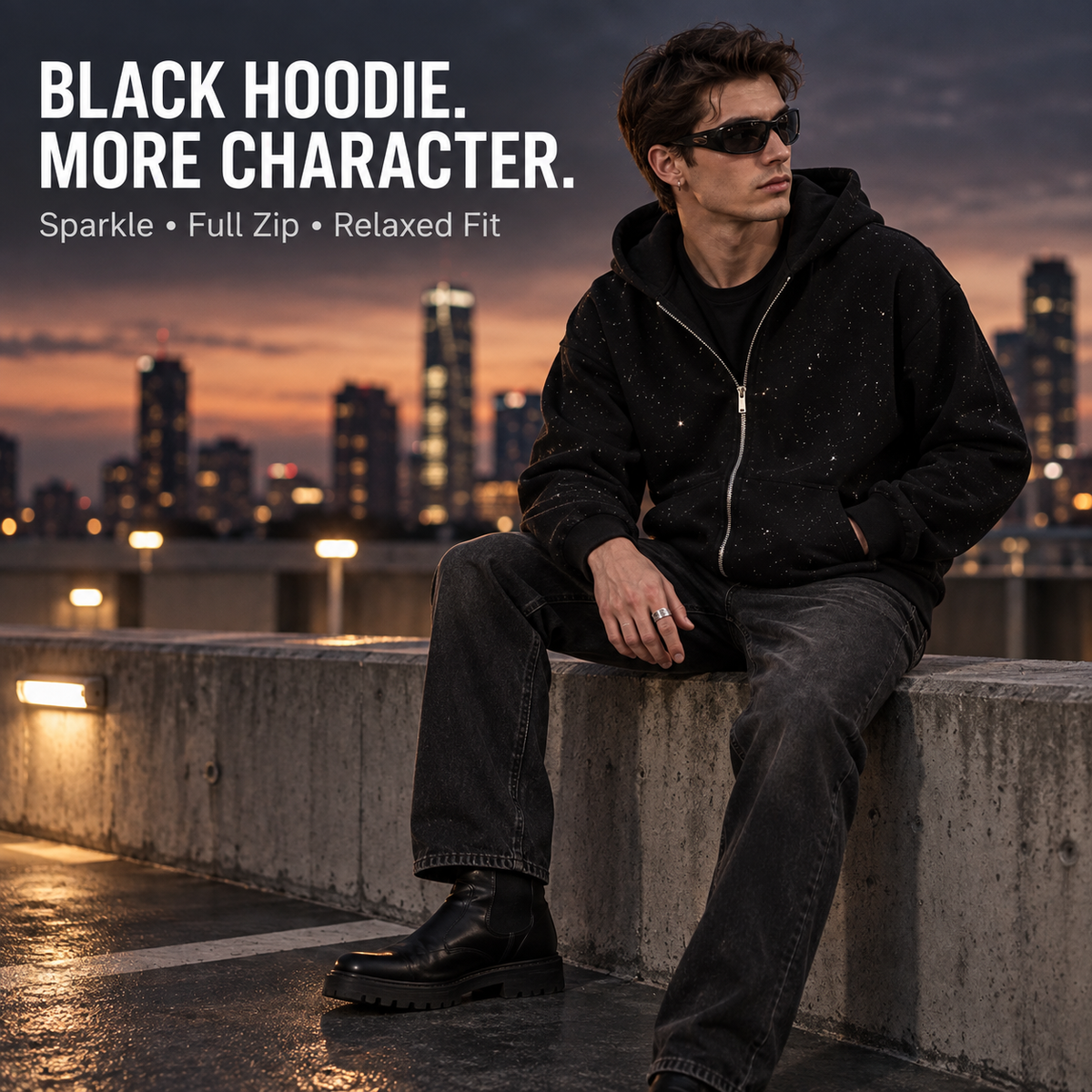 ✨️2026 NEW Men's Sequined Hooded Sweatshirt with Zipper and Pockets✨️