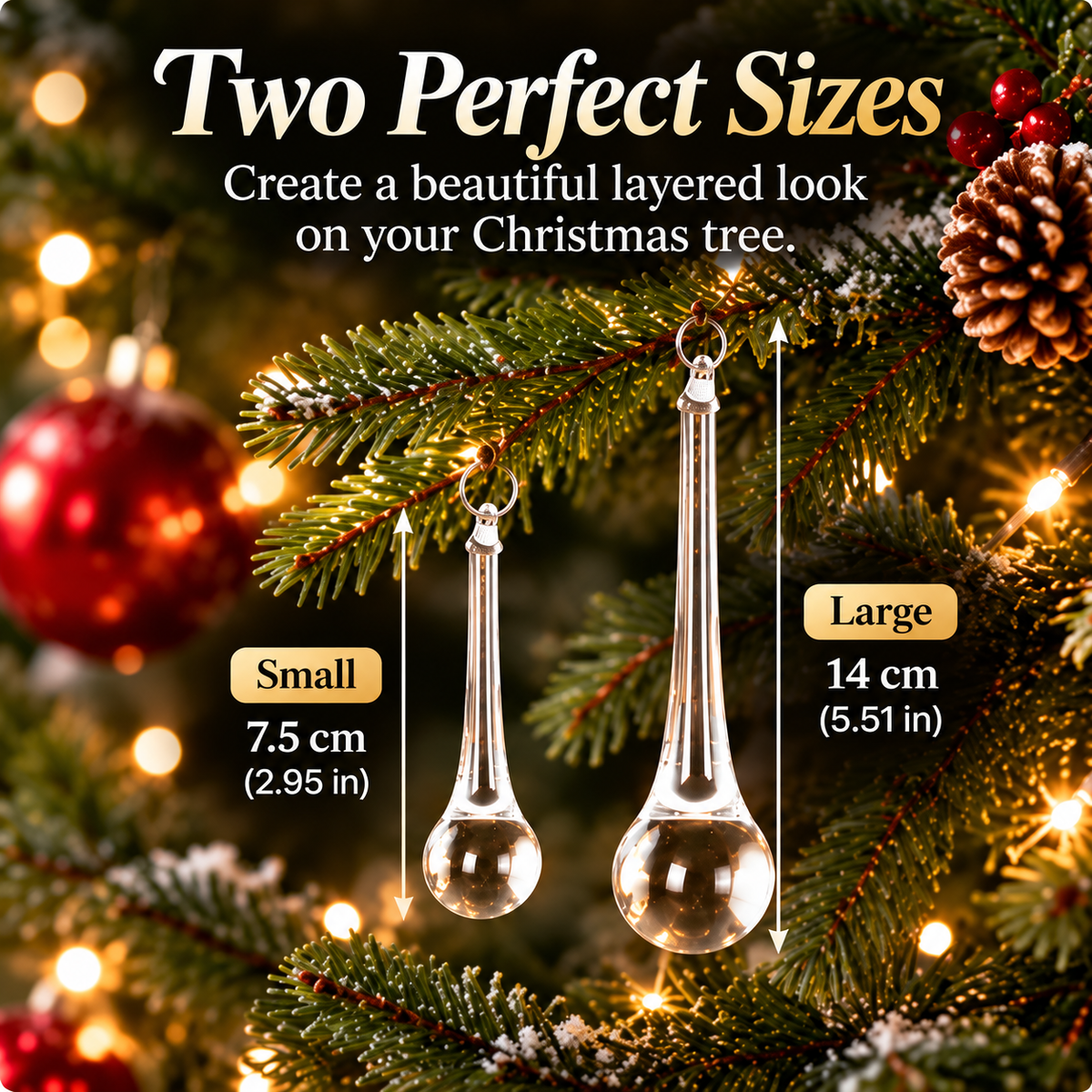 🎄50 PCS Crystal Teardrop Christmas Ornaments – Add Sparkle to Your Holidays!✨