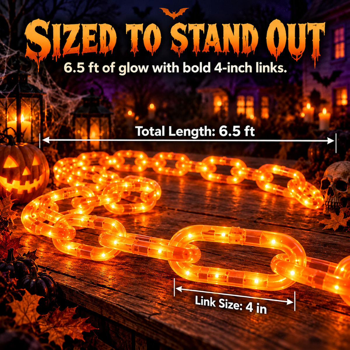 🎃10FT Halloween LED Chain Lights – 160 Orange & Purple LEDs for Spooky Decorations👻