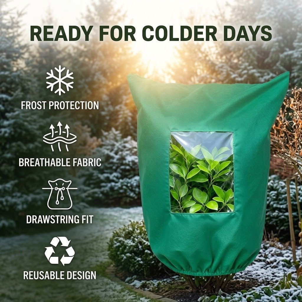 Plant Frost Protection Cover with Clear Window – Reusable Winter Freeze & Cold Weather Plant Protector