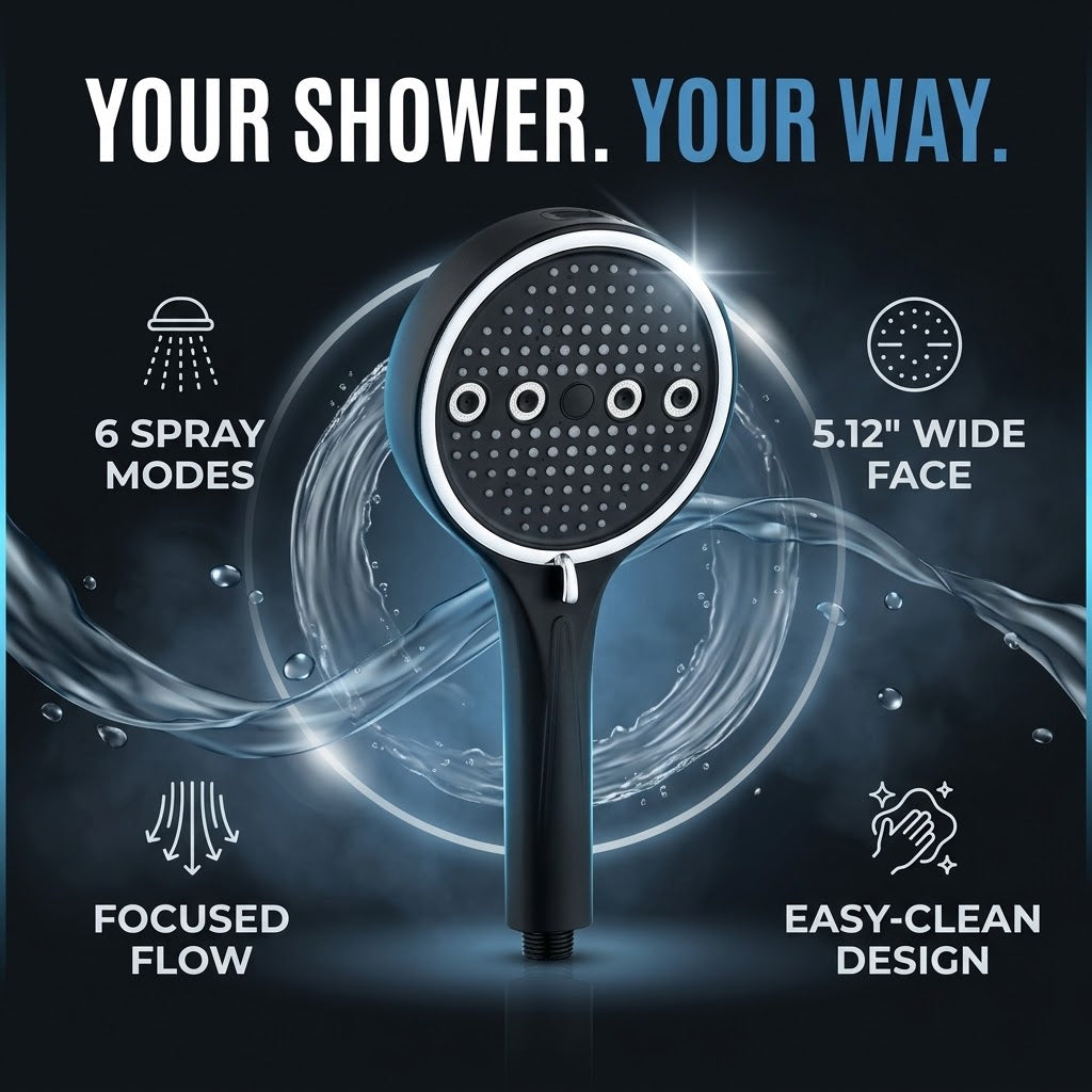 6-Mode High-Pressure Handheld Shower Head