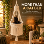 Handwoven Macramé Hanging Cat Bed for Cozy Elevated Lounging