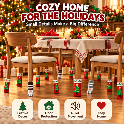 16/24 Pcs Christmas Knit Chair Leg Socks with Felt Pads – Non-Slip Furniture Floor Protectors