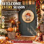 Interchangeable Front Door Welcome Sign Set with Seasonal Holiday Seasonal Icons