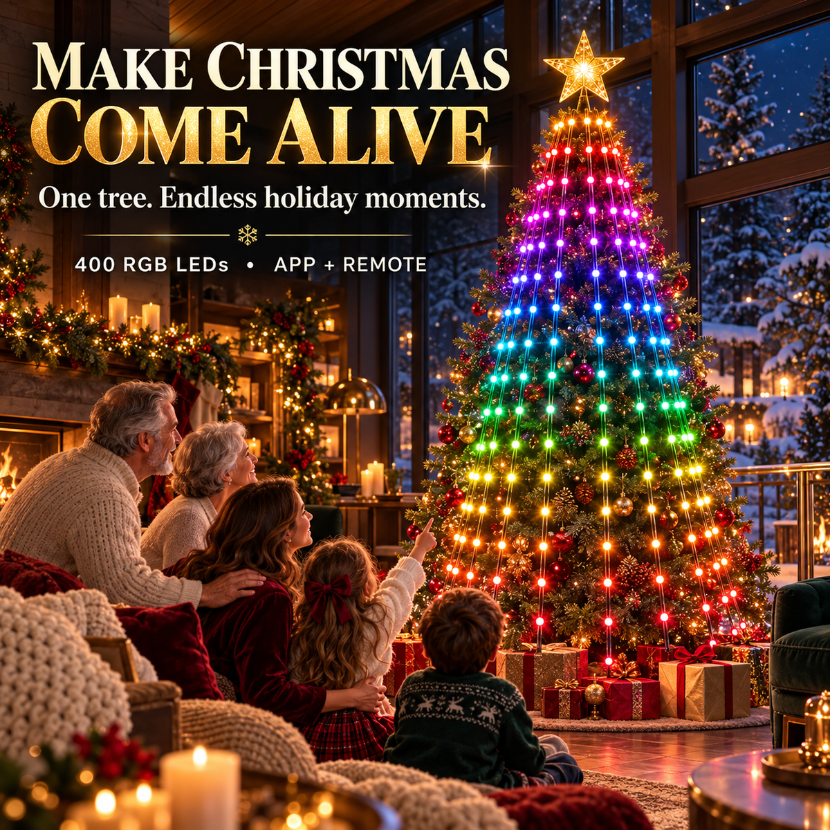 Smart RGB Christmas Tree Lights with App & Music Sync