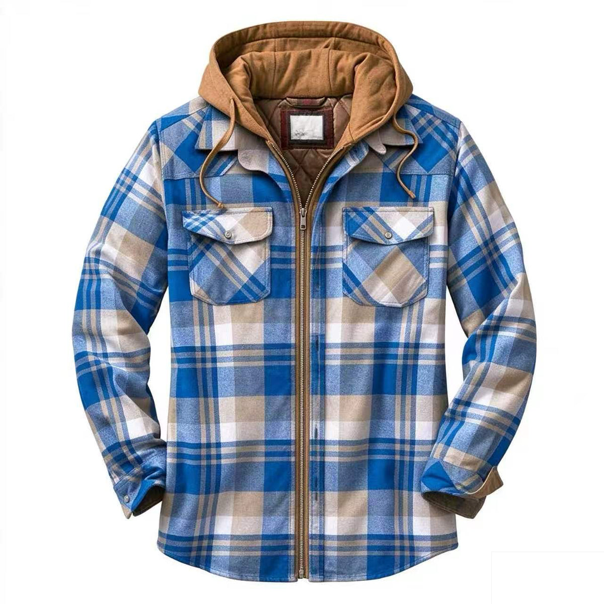 Men’s Quilted Flannel Hooded Shirt Jacket