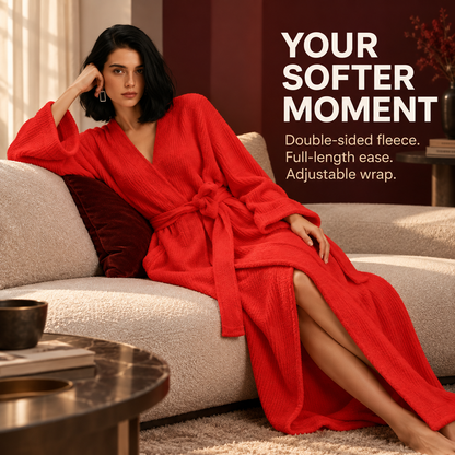 Women’s Long Fleece Robe – Soft Cozy Wrap Loungewear