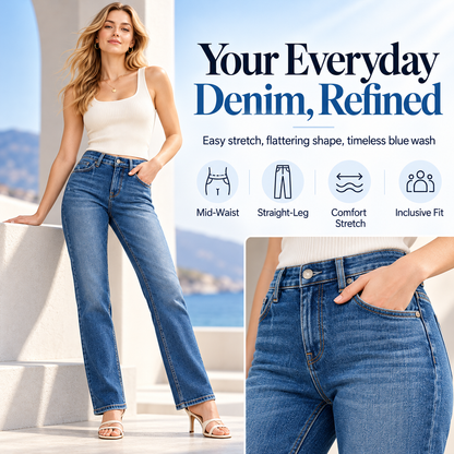 Women's Flattering Straight-Leg Jeans – Stretch Denim That Complements Your Curves