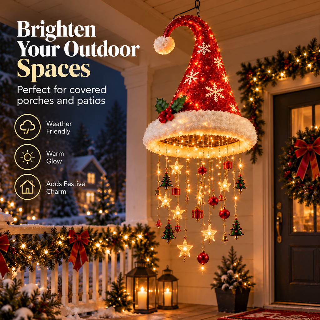 🎄Lighted Santa Hat Hanging Chandelier