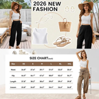Womens Baggy Wide Leg Pants Relaxed Palazzo Harem Pants Elastic Waist with Pockets