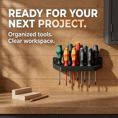 Wall Mounted Screwdriver Organizer – Space-Saving Honeycomb Tool Holder with 2 Free Mounting Screws