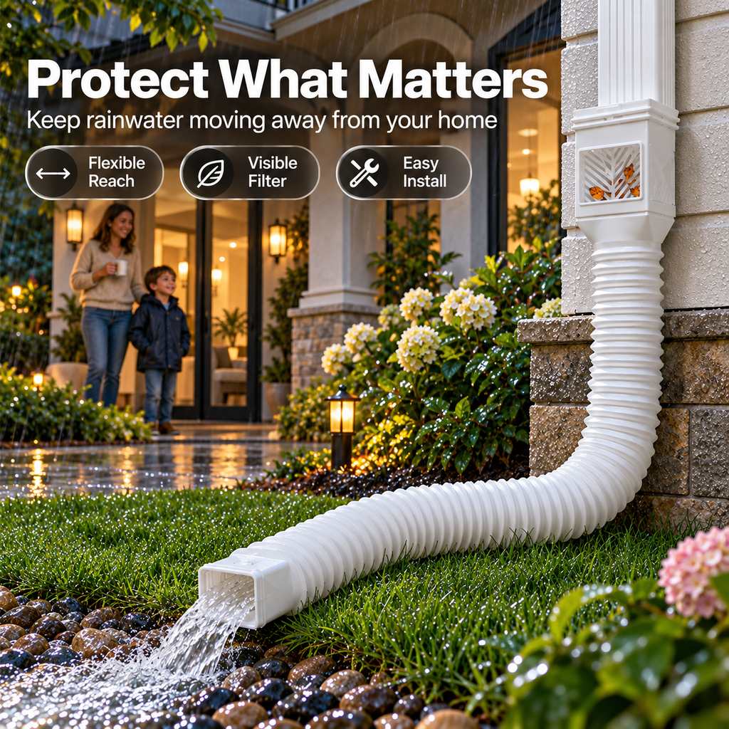 Flexible Downspout Extender & Rainwater Drainage Pipe for Home Foundation