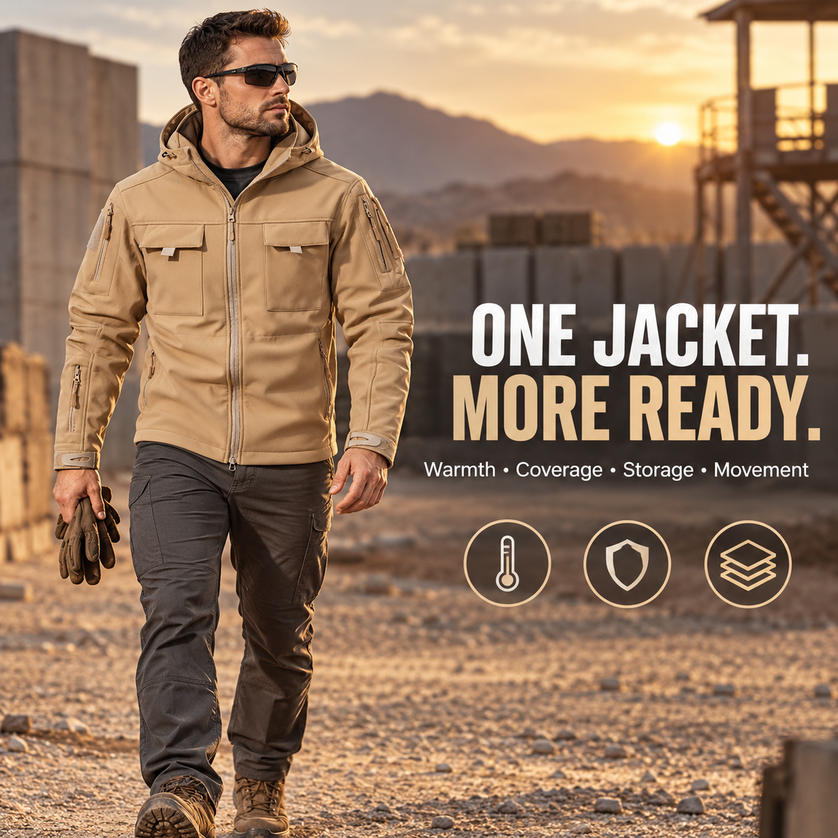 🧥Men's Waterproof Outdoor Fleece-Lined Hooded Jacket with 9 Pockets🧥