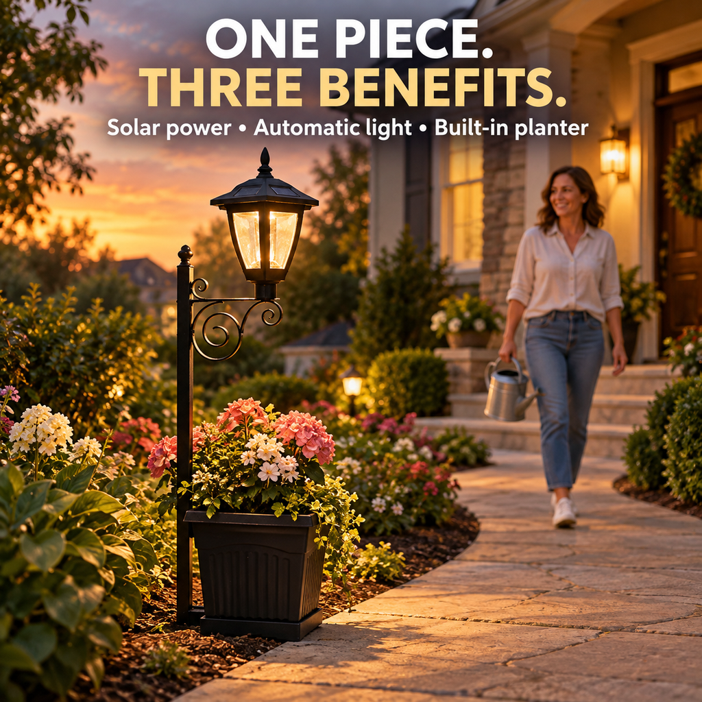 Solar Planter Lamp — Flowers by Day, Light by Night