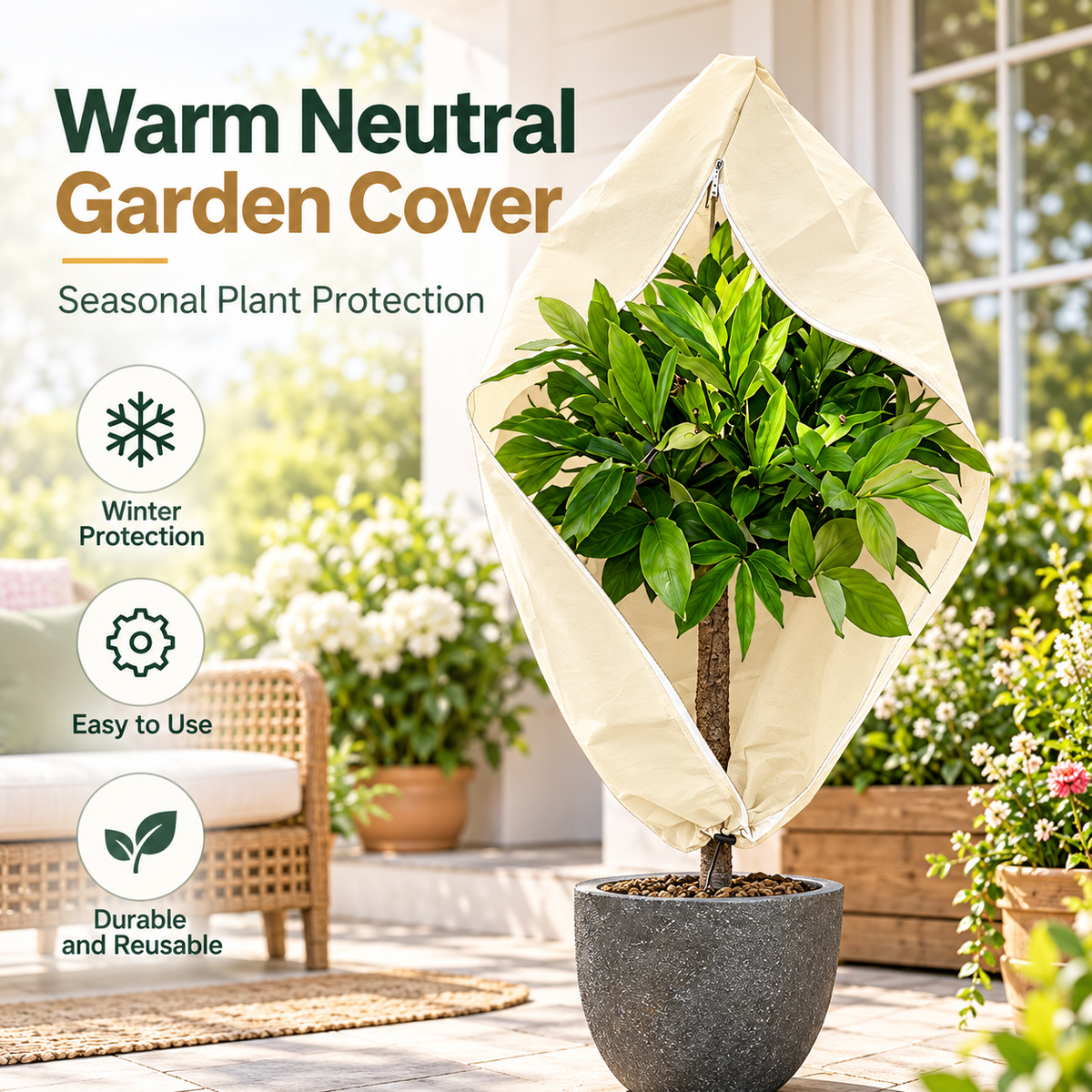 5-Pack Reusable Plant Frost Covers – Breathable Winter Protection