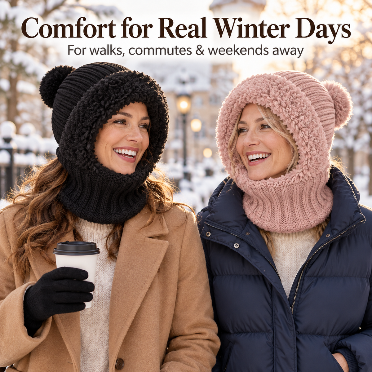 3-in-1 Women’s Winter Balaclava Hood – Fleece-Lined Hat, Scarf & Face Cover