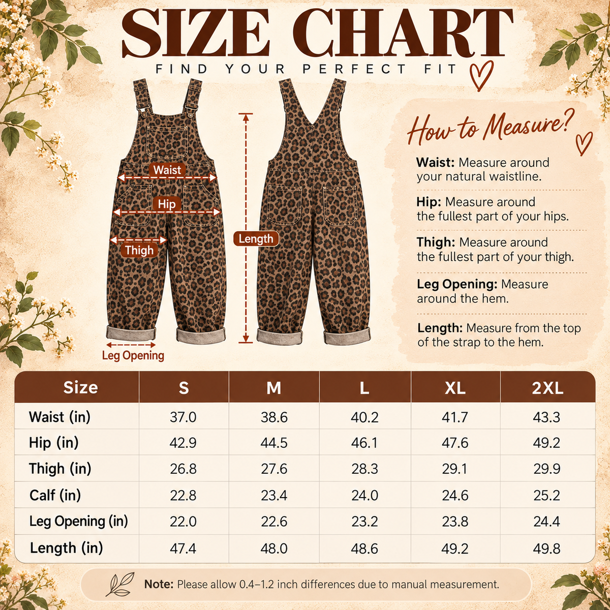 🐆 Women's Leopard Print Wide-Leg Denim Overalls 💖