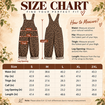 🐆 Women's Leopard Print Wide-Leg Denim Overalls 💖