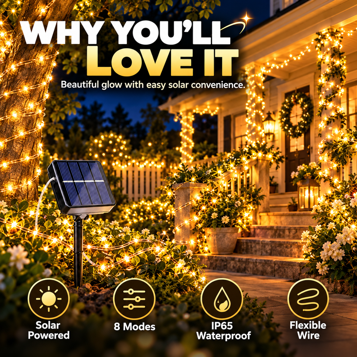 2-Pack Solar Fairy String Lights for Magical Outdoor Glow